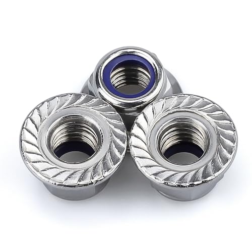 M3-0.5 (50 Pack) Hex Flange Locknuts, Serrated Flange Washer, Stainless Steel 304 (18/8) - size: M3-0.5