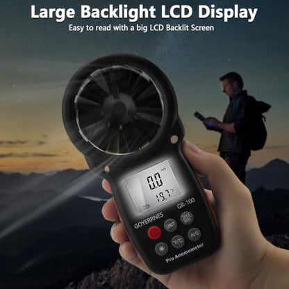 Handheld Anemometer with Tripod, Digital Wind Speed CFM Meter - size: Compact