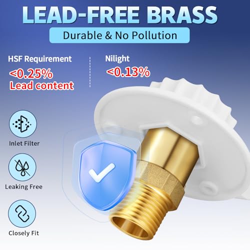Boltigen RV Water Inlet Replacement Check Valve, Brass City Fresh Water Fill Inlet Flange, 3/4'' NH Female to 1/2'' NPT Male Hose Connector with Backflow Preventer for RV Camper - color: White Small Flange