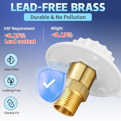 Boltigen RV Water Inlet Replacement Check Valve, Brass City Fresh Water Fill Inlet Flange, 3/4'' NH Female to 1/2'' NPT Male Hose Connector with Backflow Preventer for RV Camper - color: White Small Flange
