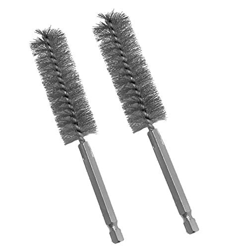 2pc Stainless Steel ALAZCO 5/8" Wire Brush for Power Drill Impact Driver Cleaning Wire Brush Stainless Steel Bore Brush - Hex Shank - style: X2 Wire Brush