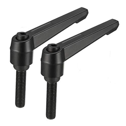uxcell M10 x 40mm Handle Adjustable Clamping Lever Thread Push Button Ratchet Male Threaded Stud Knobs Rotating Screw Handles Bolts with Locking Lever Black 2pcs - size: M10x40mm