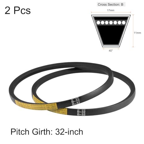 uxcell B32 V-Belts 32" Pitch Length, B-Section Rubber Drive Belt 2pcs - size: 32"