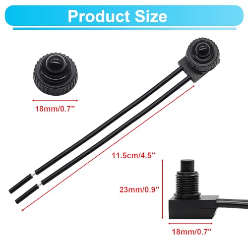 TWTADE 5PCS Waterproof RV Push Button Switch 12V ON/Off SPST Switch for Motorcycle/Auto Car Bathroom Fan with 4.5''Lines KP-107-5PCS - size: 5PCS