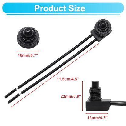 TWTADE 5PCS Waterproof RV Push Button Switch 12V ON/Off SPST Switch for Motorcycle/Auto Car Bathroom Fan with 4.5''Lines KP-107-5PCS - size: 5PCS