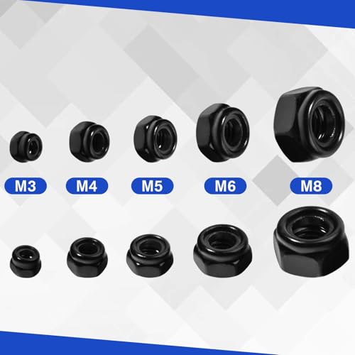 50Pcs M4 x 0.7mm Self-Lock Nylon Inserted Hex Lock Nuts, Black - size: M3-Black