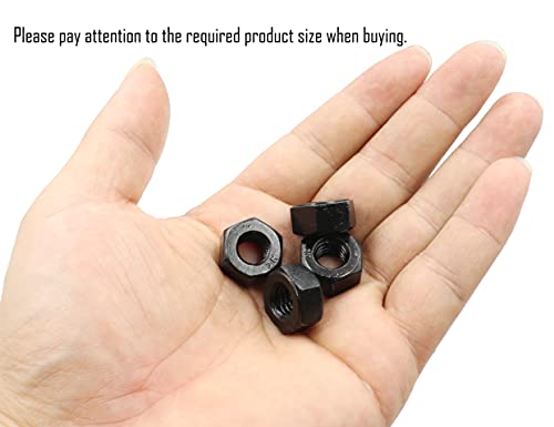 LBY 23pcs Heavy Hex Nuts, 3/8-16 Coarse Thread Hex Nuts, 45# Steel (Black) - size: 3/8-16