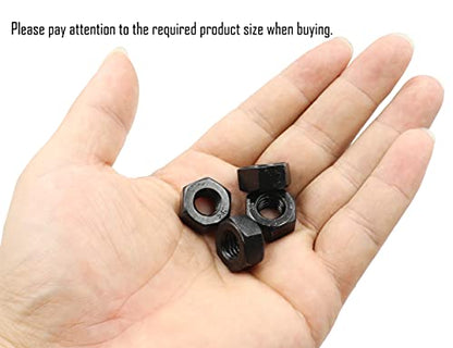 LBY 23pcs Heavy Hex Nuts, 3/8-16 Coarse Thread Hex Nuts, 45# Steel (Black) - size: 3/8-16