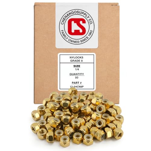Chenango Supply 1/4-20 USS Nylon Insert Lock Nuts, Grade 8 (50 Pieces) - size: 1/4-20 Nylock 50pcs