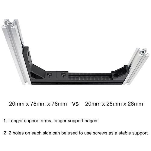 10 Set 78x78mm 2020 Aluminum Extrusion T Slot Corner Bracket 20 Series Extruded Hardware 90 Degree Right Angle Connector with M5 Bolts Nuts for 20/20 80 20 2040 T V Slot Black Aluminum Profile - style: 10Pcs 20x78 Bracket with Bolt Nut