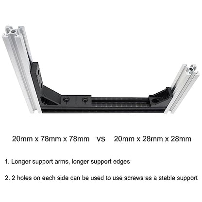 10 Set 78x78mm 2020 Aluminum Extrusion T Slot Corner Bracket 20 Series Extruded Hardware 90 Degree Right Angle Connector with M5 Bolts Nuts for 20/20 80 20 2040 T V Slot Black Aluminum Profile - style: 10Pcs 20x78 Bracket with Bolt Nut