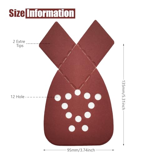 50PCS Mouse Sander Sandpaper with Extra 2 Tips for Replacement Detail Sander Sanding Pads 12 Holes Hook and Loop Black and Decker Mouse Sander Pads - style: 240Grits
