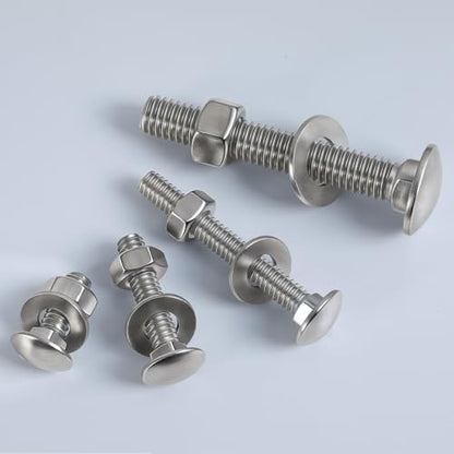 1/4-20 x 2-1/2" Carriage Bolts 304 Stainless Steel 18-8,Round Head Square Neck (18Sets) Bolts and Nuts Kit with Flat Washers - size: 1/4-20 x 2-1/2"