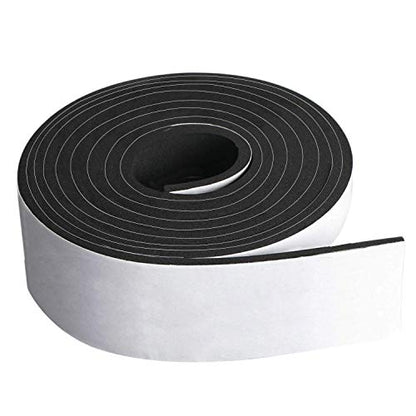 Neoprene Foam Strip Roll By Dualplex,3" Wide x 10' Long 1/8" Thick, Weather Seal High Density Stripping with Adhesive Backing – Weather Strip Roll Insulation Foam Strips - size: 3" Wide x10' Long 1/8" Thick
