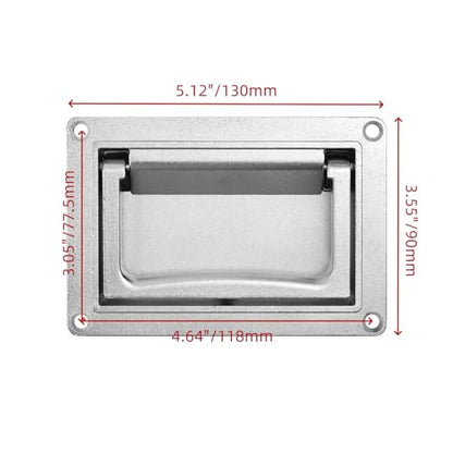 Bitray Recessed Pull Handle Heavy Duty Zinc Alloy Flush Handle Deck Hatch Handle Silver - color: Silver, size: 5.12" x 3.58"