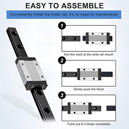 MGN9 350mm Linear Rail Guide Miniature Linear Slide Guide Rail with MGN9H Bearing Block for DIY 3D Printing (MGN9H-350mm 1pcs) - color: MGN9H Black, size: 350mm