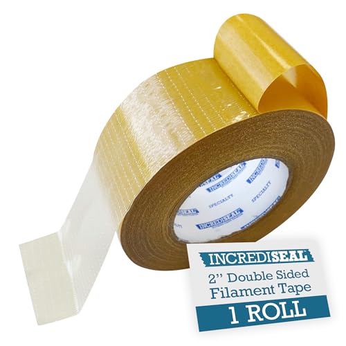 IncrediSeal 2" Double Sided Bi-Directional Fiberglass Reinforced Filament Banner Hemming Mounting Tape, 36 Yards, 9.0 Mil, Heavy Duty Industrial, Permanent Bond, Hobby, Craft, Signs, Displays - size: 2 inch x 108 feet