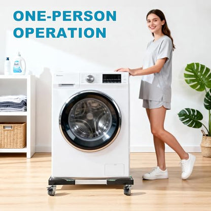 Nefish Furniture Dolly Adjustable Mini Fridge Stand with Wheels Washing Machine Stand Mobile Roller with 4 Locking Swivel Wheel Universal Mobile Base Moving Cart for Dryer Refrigerator - color: Black