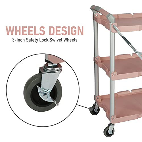 Olympia Tools 89-350 Pack-N-Roll Folding Collapsible Service Cart, 150LB Capacity, Rose - color: Rose, size: 150LB