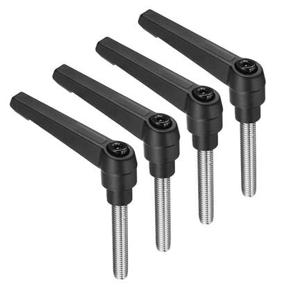 uxcell 4pcs Clamping Lever Handles, M8 x 45mm 304 Stainless Steel Threaded Male Stud, Adjustable Handles Locking Quick Release Ratchet Push Button Bolt Knobs, Black - size: M8 x 45mm