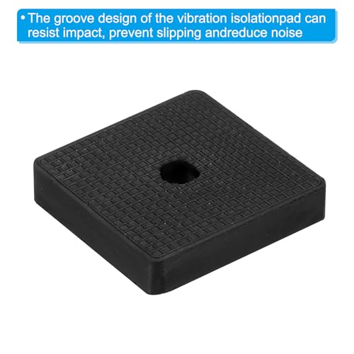 PATIKIL Rubber Anti-Vibration Pads, 4 Pcs Square Vibration Isolation Mats with Hole 1.97" x 1.97" x 0.4" for HVAC Air Conditioner Air Compressor Dryer, Black