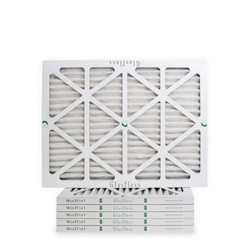 16 3/8 x 21 1/2 x 1 Air Filters, 6-Pack, MERV 10 Pleated, Glasfloss - size: 16 3/8 x 21 1/2 x 1