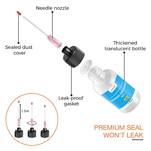 1oz Fine Light Sewing Machine Oil Cleaning Kit w/ 1.5" Needle Tip & Brush - size: 1oz