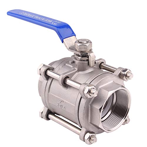 DERNORD Ball Valve 2 Inch NPT Threaded - Stainless Steel 304 Female 3 Piece Full Port (2" NPT Female) - size: 2" NPT Female