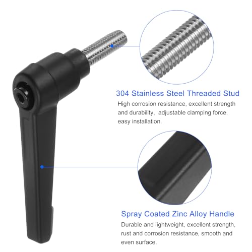 uxcell 4pcs Clamping Lever Handles, M6 x 15mm 304 Stainless Steel Threaded Male Stud, Adjustable Handles Locking Quick Release Ratchet Push Button Bolt Knobs, Black - size: M6 x 15mm