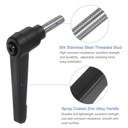 uxcell 4pcs Clamping Lever Handles, M6 x 15mm 304 Stainless Steel Threaded Male Stud, Adjustable Handles Locking Quick Release Ratchet Push Button Bolt Knobs, Black - size: M6 x 15mm