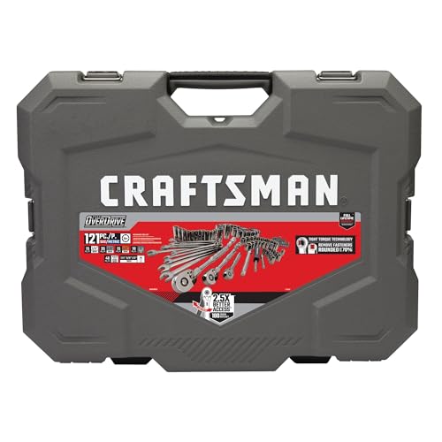 CRAFTSMAN OVERDRIVE 121-Piece Gunmetal Chrome Mechanics Tool Set, Standard SAE/Metric Socket Set, with Hard Case (CMMT99121L)