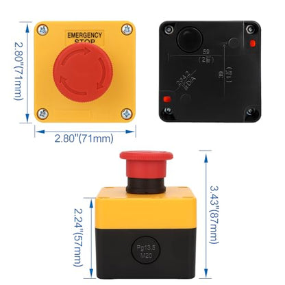 BAOMAIN Red Sign E-Stop Button, 1NO1NC 660V 10A Waterproof Switch Station - style: 1NC1NO-Emergency Stop