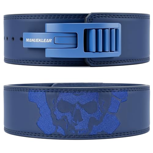 MANUEKLEAR 4-Inche Lever Belt Weightlifting with Heavy Duty Buckle - color: Blue, size: M (29-35inches)