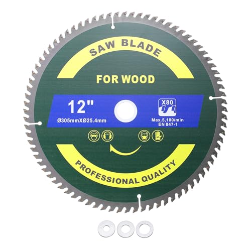 Circular Saw Blade 12"x80 Teeth x 1 Inch Arbor Miter Saw Blades Blue