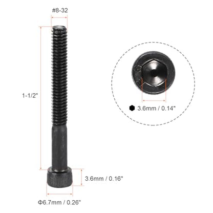 uxcell #8-32x1-1/2" Hex Socket Head Cap Screw Bolts 25pcs