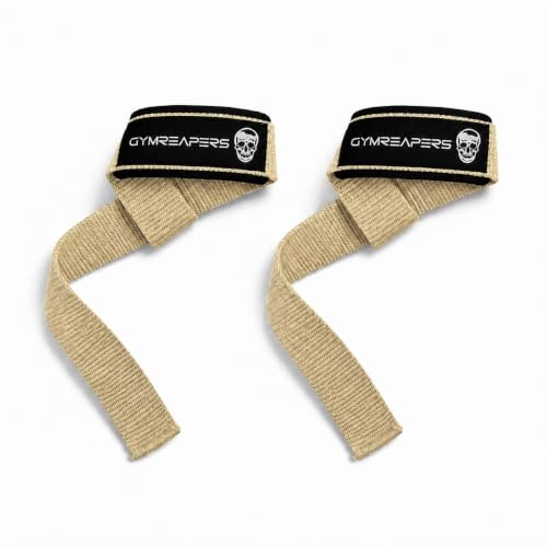 Gymreapers Lifting Wrist Straps for Weightlifting, Bodybuilding, Powerlifting, Strength Training, & Deadlifts - Padded Neoprene with 18" Cotton - color: Desert Sand
