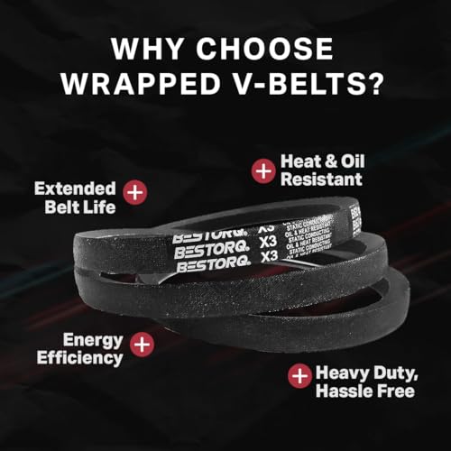 BESTORQ A17 or 4L190 V-Belt, Classic Wrapped Rubber X3 V-Belt, Black, 19" Outside Circumference x .51" Width x .34" Height, Pack of 1 - size: Pack of 1, style: A17 or 4L190