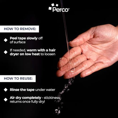Perco Double Sided Tape Squares, Clear Nano Tape, 50 1"x1" Pre-Cut Mounting Squares – Removable Adhesive for Light to Medium Items, Wall, Posters, Photos, Crafts, Scrapbooking, Office, Classroom, DIY - size: 1x1 inches