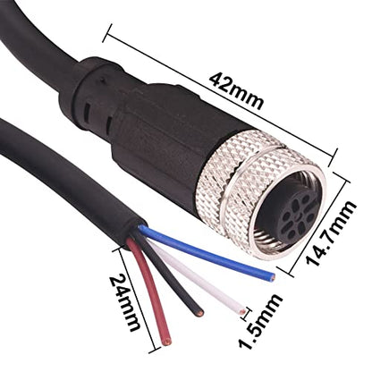 M12 4-Pin Aviation Sensor Cable 2M/6.6ft IP67 Waterproof - color: Female,Straight, size: 4 Pin