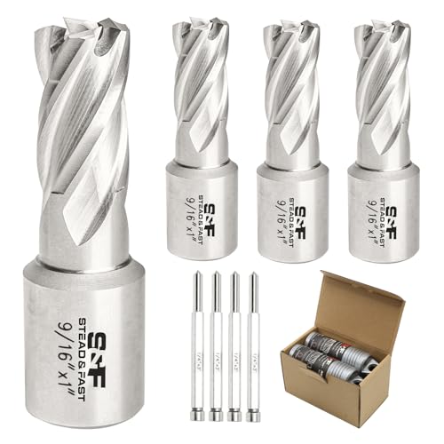 S&F STEAD & FAST Annular Cutter Set 4 Pcs, 9/16" x 1" DOC, Mag Drill Bits - style: 4P-9_16x1