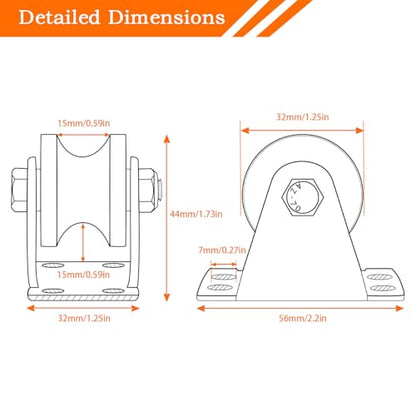 Cable Pulley Wheel Wall Mount, Duplex Bearings, Stainless Steel Rope Pulley for Pulley System, Sliding Gate, 2 Pack - size: 32mm_2 PCS