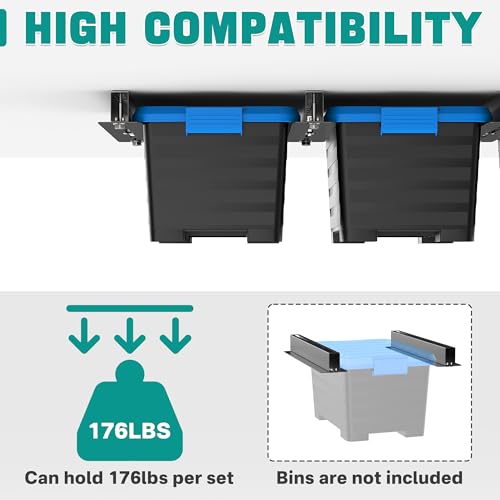 EVERHANGER Ceiling Storage Rack, Heavy Duty Overhead Storage Rack - style: For 5 Bins