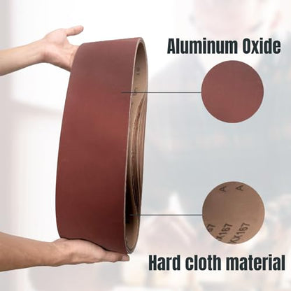 POWERTEC 6 x 48 Inch Sanding Belts, 10PK, 80 Grit Aluminum Oxide Belt Sander Sanding Belt for Bench Belt Sander, Wood & Paint Sanding, Metal Polishing (110530V) - size: 80 Grit, 10pk
