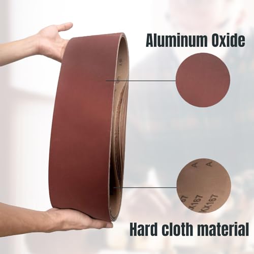 POWERTEC 6 x 48 Inch Sanding Belts, 120 Grit Aluminum Oxide Belt Sander Sanding Belt for Bench Belt Sander, Wood & Paint Sanding, Metal Polishing, 10PK (110210) - size: 120 Grit, 10PK