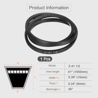 HARFINGTON Z-41 1/2 Z Type V-Belt 1050mm/41 Inner Length x 0.39" Width x 0.24" Height, Z-Type Closed-Loop Rubber Transmission Belt - size: Z-41