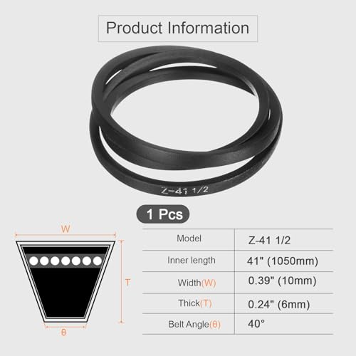 HARFINGTON Z-41 1/2 Z Type V-Belt 1050mm/41 Inner Length x 0.39" Width x 0.24" Height, Z-Type Closed-Loop Rubber Transmission Belt - size: Z-41