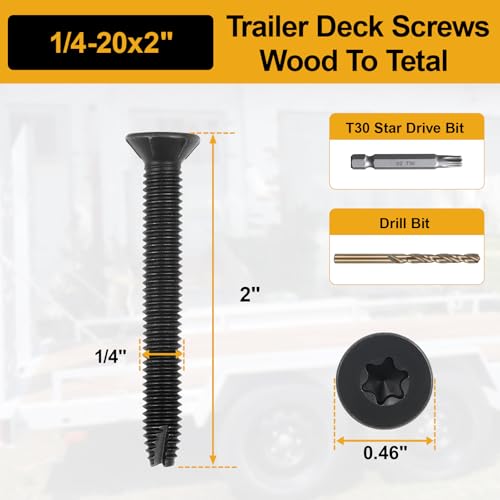 1/4-20 x 2 300Pcs Flat Head Thread Cutting Self Drilling Deck Screws - size: 1/4-20 x 2"