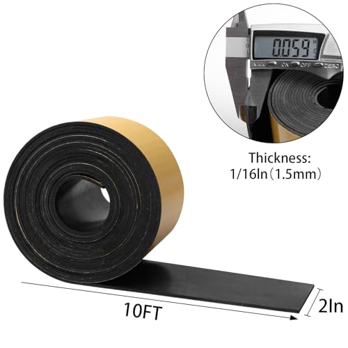DGSL Self-Adhesive Neoprene Rubber Strip, 2" x 1/16" x 10' Roll - color: With Adhesive, size: 2" Wide x 1/16" Thick x 10' Long