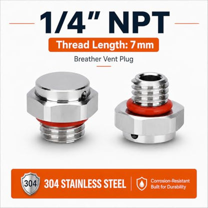 1/4 NPT Stainless Steel Waterproof Breather Valve – Pressure Relief & Ventilation for Hydraulic/Pneumatic Systems, Industrial Enclosures | Dustproof, Rustproof - size: 1/4" NPT Male