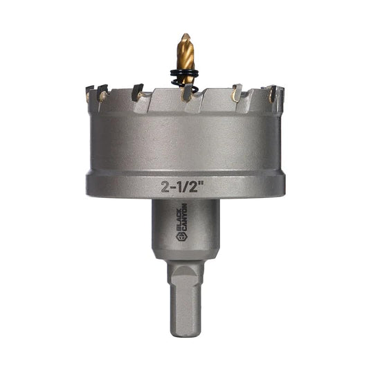 BLACK CANYON 2-1/2" Carbide Hole Saw, Doubling as Hole Saw & Drill bit with 3-Flat Shank and YG10X Carbide Cutter Head. Ideal for Stainless Steel, Aluminum, Carbon Steel - size: 2-1/2 inch